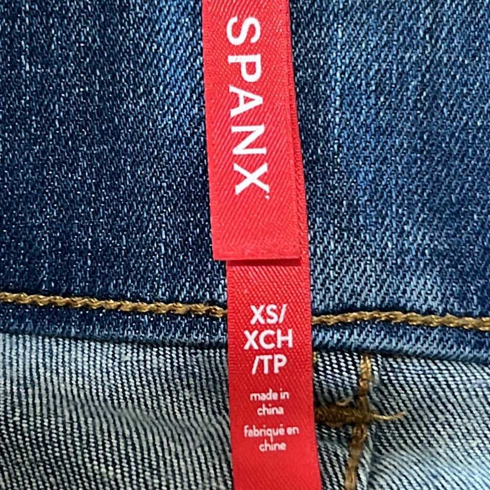Spanx Straight Leg Women Size XS Pull On Blue Denim Fades Stretchy Jeans‎ - Picture 10 of 11